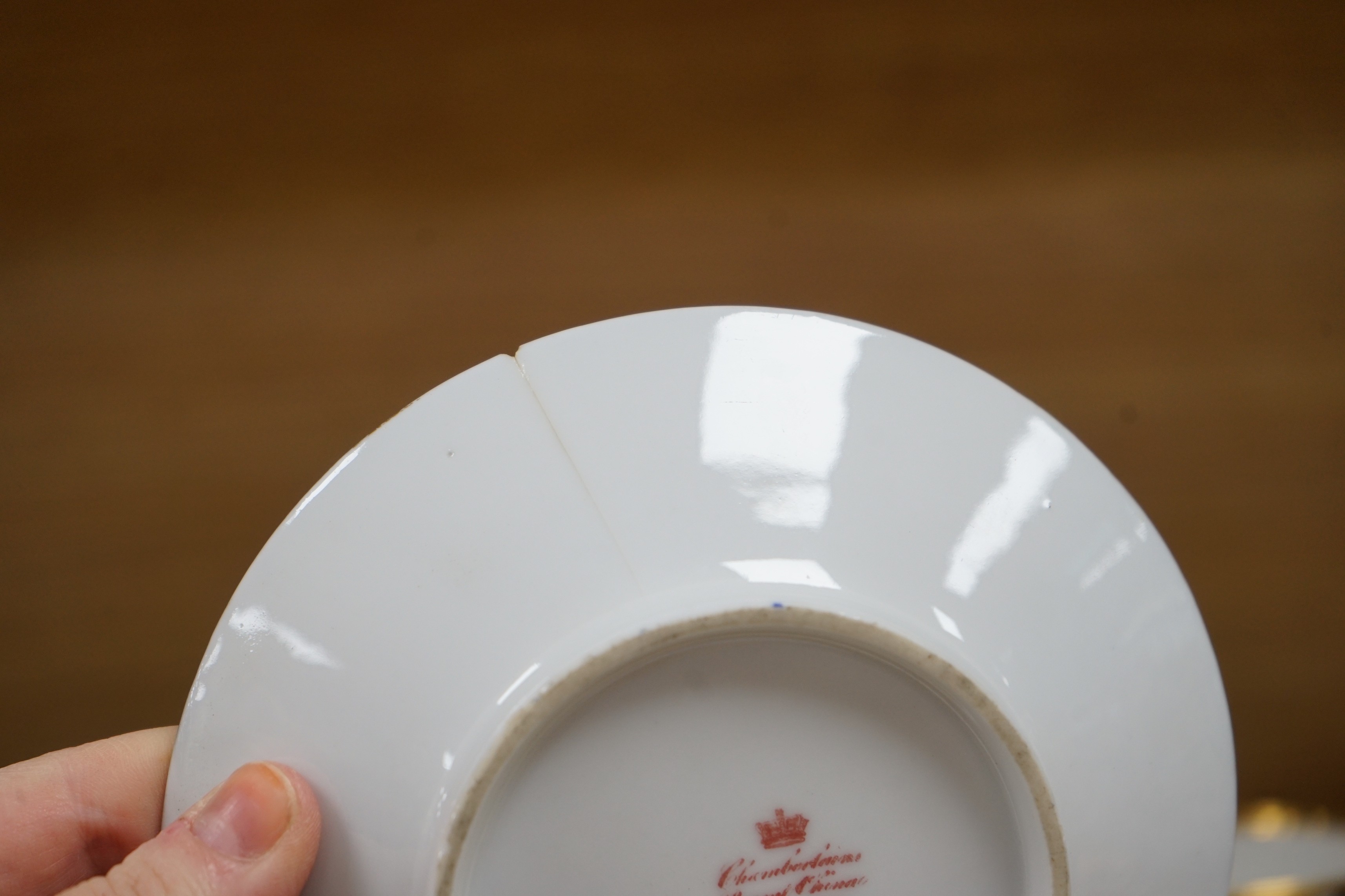 A selection of various English porcelain tea cups and saucers, to include Barr Flight Barr